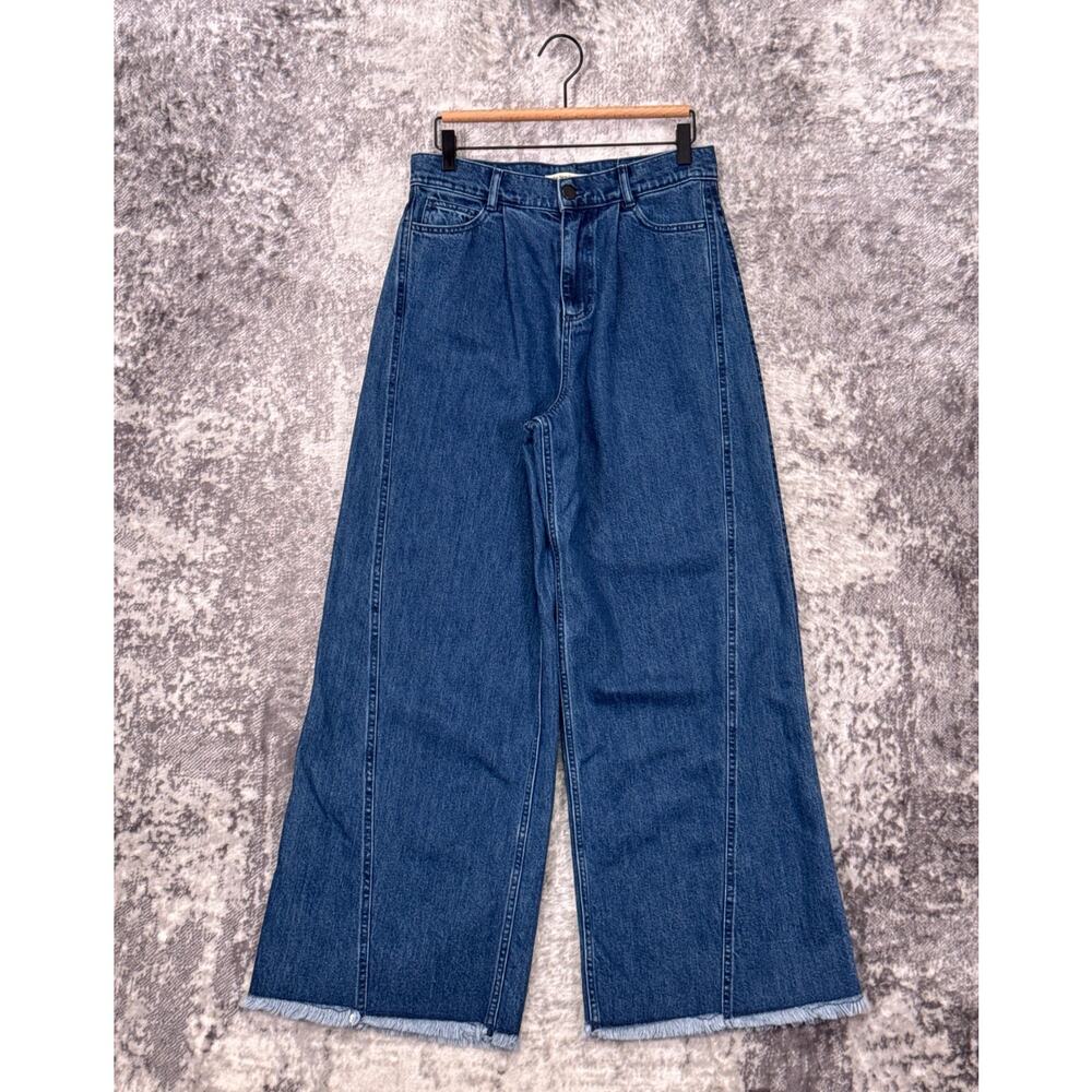 The New Society Jeans Small Womens Wide Leg Raw Hem Denim